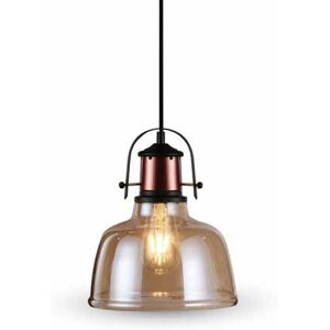 V-Tac Vt-7220 Lampadario Led Vintage Industriale 1mt E27 Elegant Ф220mm Metallo E Vetro Ambrato