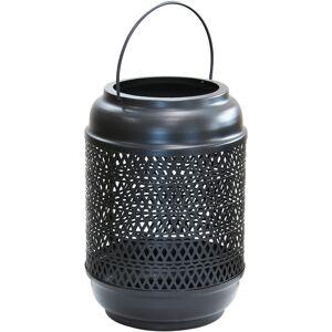 Milani Home lanterna in metallo di design moderno per giardino cm 17 x 17 x 26 h Nero 17 x 26 x 17 cm