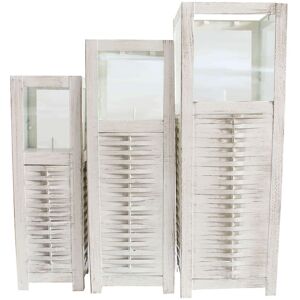 Milani Home Set Di 3 Lanterne In Metallo Bianco 18 x 51 x 18 cm