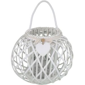 Milani Home Lanterna In Vimini Elvire Colore Bianco Con Vetro E Nastro In Pizzo E Decoro A Bianco x 32 x cm