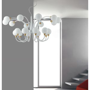 Lampadario Sospensione Aida Class Colore Bianco Oro 28W Mis 96 x 42 x 133 cm