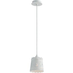 Lampadario Sospensione Cluny Industrial Vintage Colore Bianco 40W Mis 14 x 14 x 120 cm