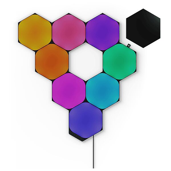 nanoleaf pannelli luminosi  hexagons black starter x9