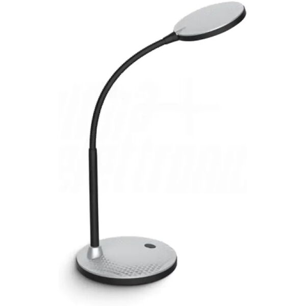 lampada da tavolo led con interruttore luce calda 5,5w snodabile, colore silver