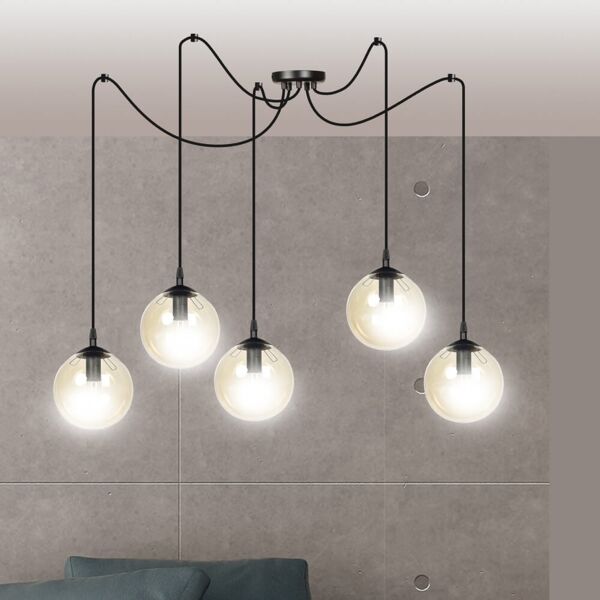 emibig lighting lampadario a sospensione gigi 5 black miodowy