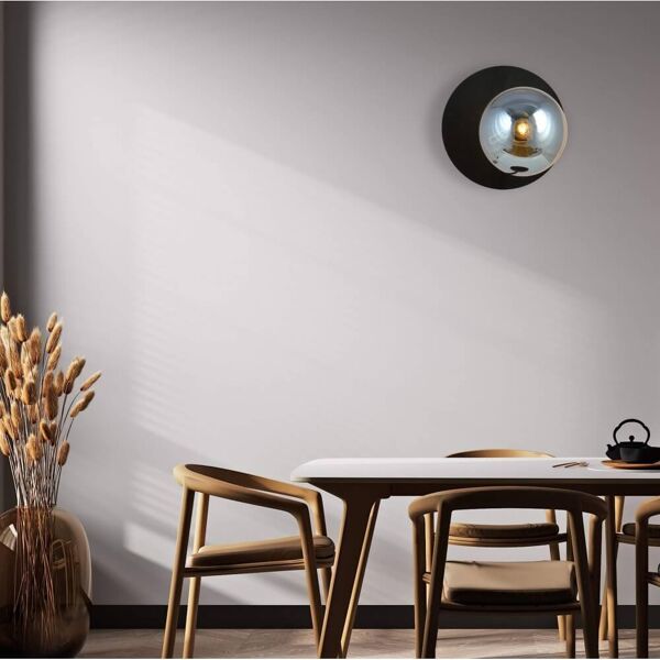 emibig lighting applique oslo nera con sfera grafite e14 da parete o soffitto