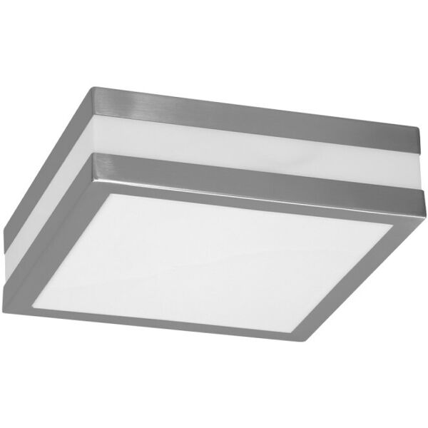 leddiretto plafoniera quadrata in acciaio inossidabile 2 basi e27 28x28cm ip54