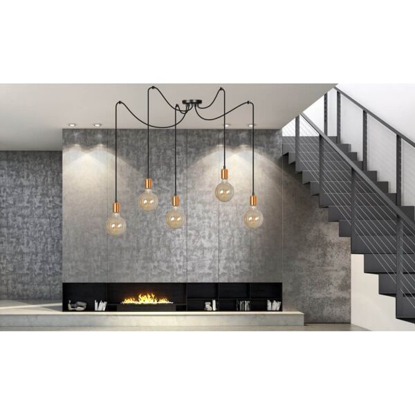 emibig lighting lampadario a sospensione spark 5 black