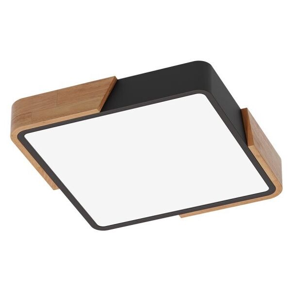 leddiretto plafoniera led quadrata 18w cct, 30x30cm, legno/nero - osram led