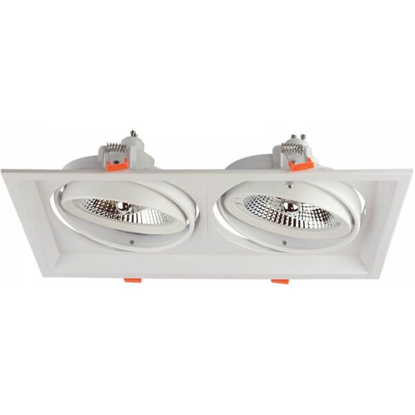 leddiretto faro da incasso orientabile bianco - 2 lampade ar111, foro 315x163mm