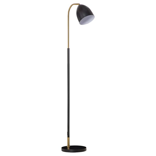 homcom lampada da terra ad arco con paralume regolabile, lampada da pavimento moderna per lampadine e27 40w, metallo nero e oro, 43x28x160cm