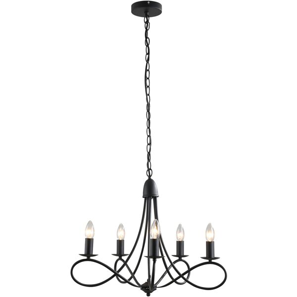 homcom lampadario con 5 candelieri pieghevole altezza regolabile vintage in acciaio nero diametro 58 x 45cm