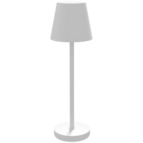 homcom lampada da tavolo portatile in acrilico e metallo da 3600mah con cavo di ricarica, Ø11.2x36.5 cm, bianco