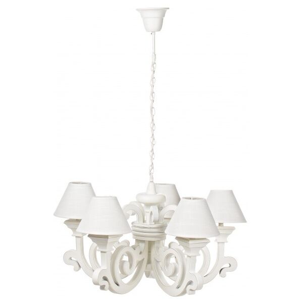 contemporary style lampadario 5luci bastia legno bianco