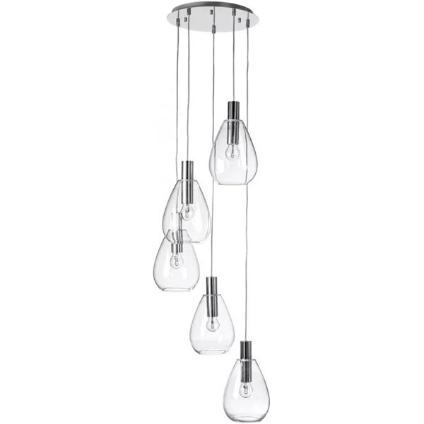 contemporary style lampadario 5luci glaring trasp-argento