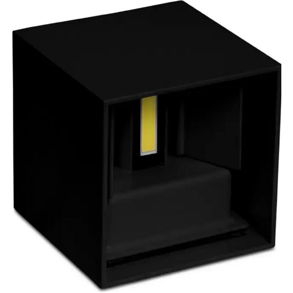 applique led cubo da parete 10w doppia emissione nero ip65 bianco caldo 3000k wisdom