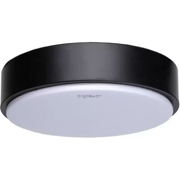 plafoniera led 12w cornice nera rotonda bianco caldo 3000k aigostar