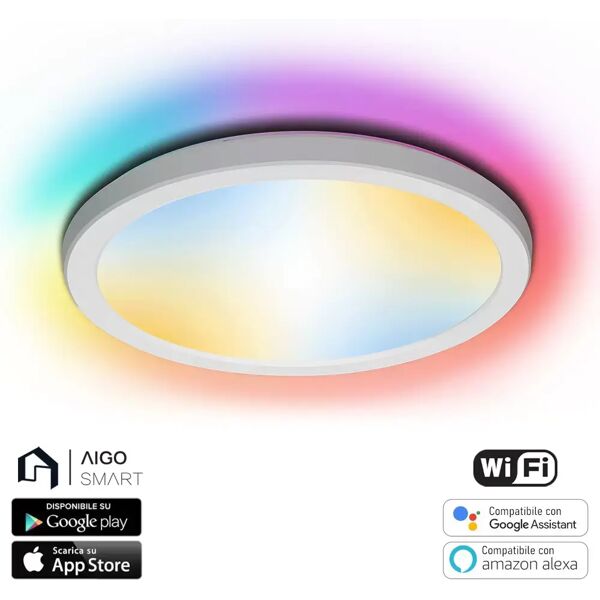 plafoniera led smart 19w wifi rgb, cct, luce regolabile e dimmerabile aigostar