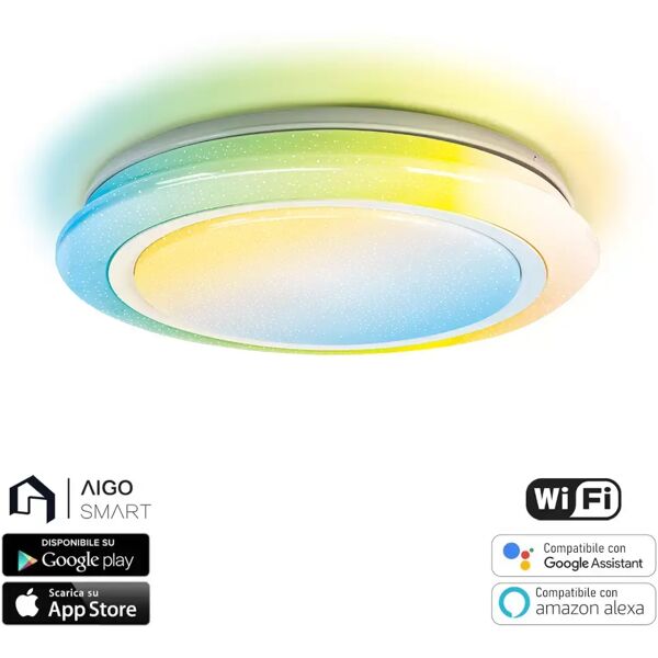 plafoniera led smart 36w + 3w wifi cct luce regolabile e dimmerabile aigostar