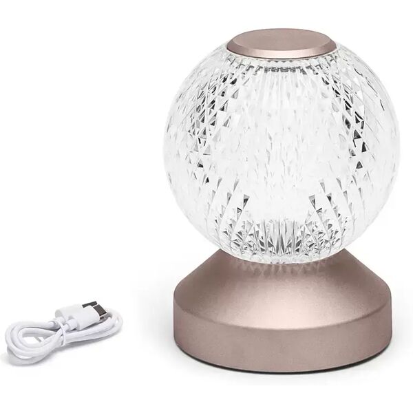 lampada da tavolo led touch sphere beige 1w a batteria ricaricabile usb type-c con luce regolabile aigostar