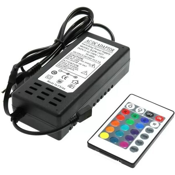 alimentatore striscia led 24v 60w 2,5a plug & play rgb con telecomando ip20 trasformatore uso interno m ledme