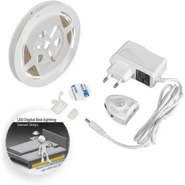 kit striscia led sottoletto 12v 3,6w smd 2835 1,2 metri ip20 con sensore di movimento bianco caldo 3000k m ledme