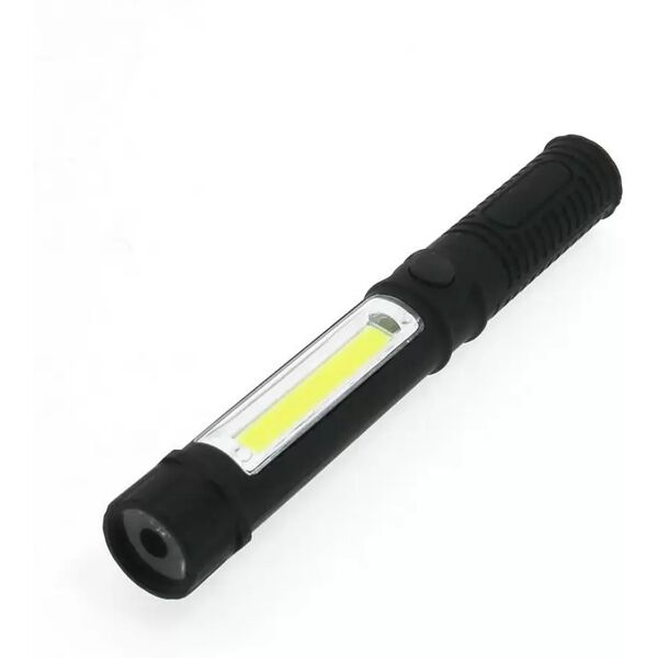 torcia led cob nera 4w doppia emissione con calamita e clip ip65 bianco freddo 6000k m ledme