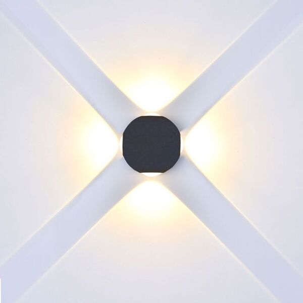 v-tac vt-834-b lampada led da parete forma sferica 4w led cob 4w colore nero luce 3000k ip65 - 218553