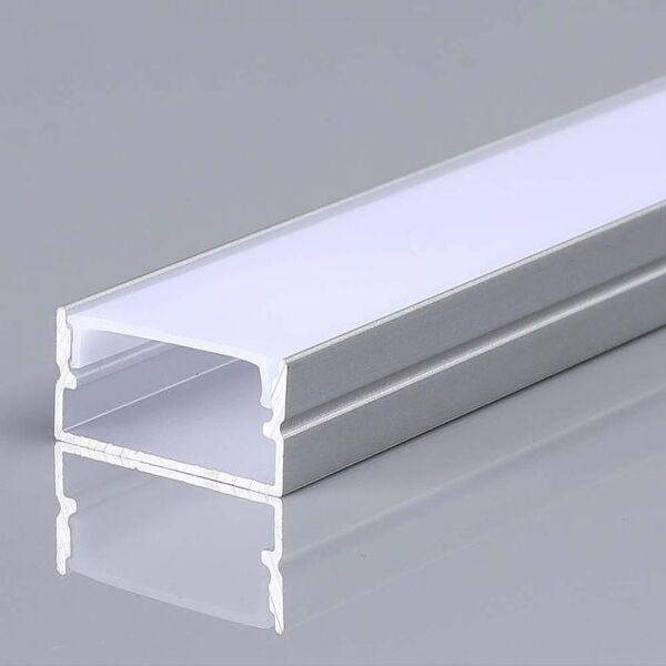 v-tac vt-8202 profilo in alluminio colore silver per striscia led a superficie copertura satinata 2mt 2000x20x10mm - 23174