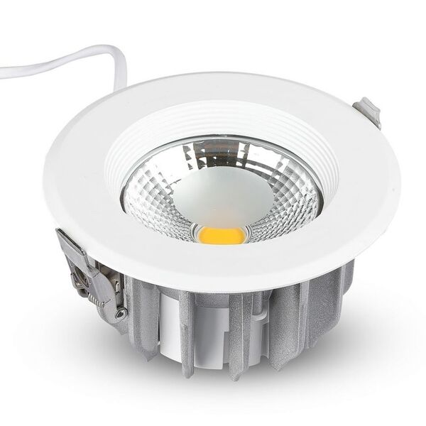 v-tac vt-26101 faretto led da incasso rotondo cob colore bianco 10w 120lm/w luce bianco freddo 6400k driver incluso - sku 1272