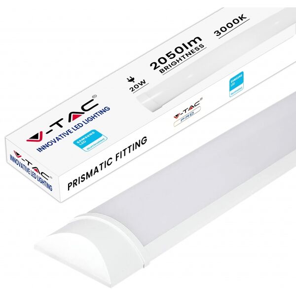 v-tac vt-8-10 lampada led plafoniera sottile tubo prismatico chip samsung 10w 100lm/w 30cm 3000k ip20