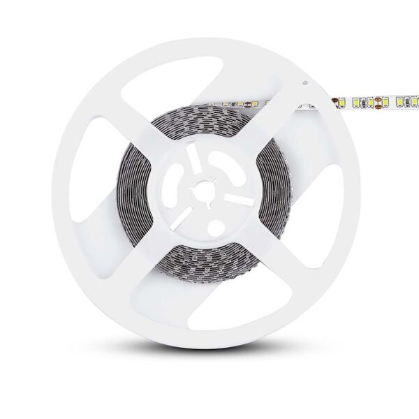 v-tac vt-3528 striscia 600led 8w/m strip led 5mt 120led/m 12v luce bianco freddo 6500k ip20 sku 212002