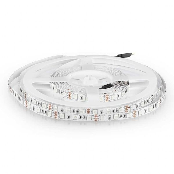 v-tac striscia led rgb 60led/mt 5050 10.8w/mt strip 5mt multicolor 12v no waterproof 10mm 212120