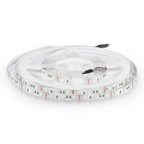 v-tac vt-5050 striscia led smd5050 strip 5mt luce rossa 60led/mt 11w/mt 12v ip20 10mm - 212128