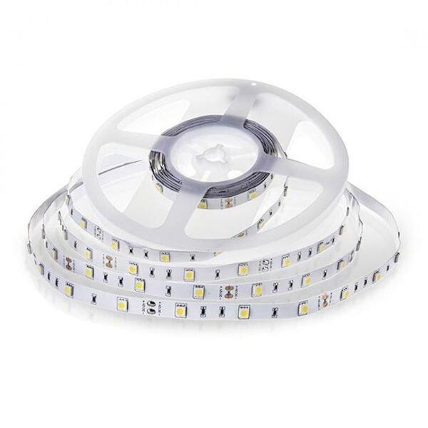 v-tac vt-5050 striscia 150led 12v smd5050 6w/m 5m bianco freddo 6500k ip20 no wp - sku 212133