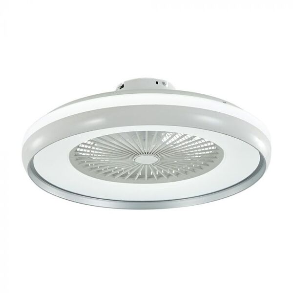 v-tac vt-5022 ventilatore led da soffitto 45w ac-motor corpo bianco e anello interno grigio con lampada led 35w 3in1 color change e telecomando - 217935