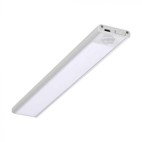 v-tac lampada led barra per armadio ricaricabile usb 2w con sensore porta luce mobili colore bianco 3000k sku 2962