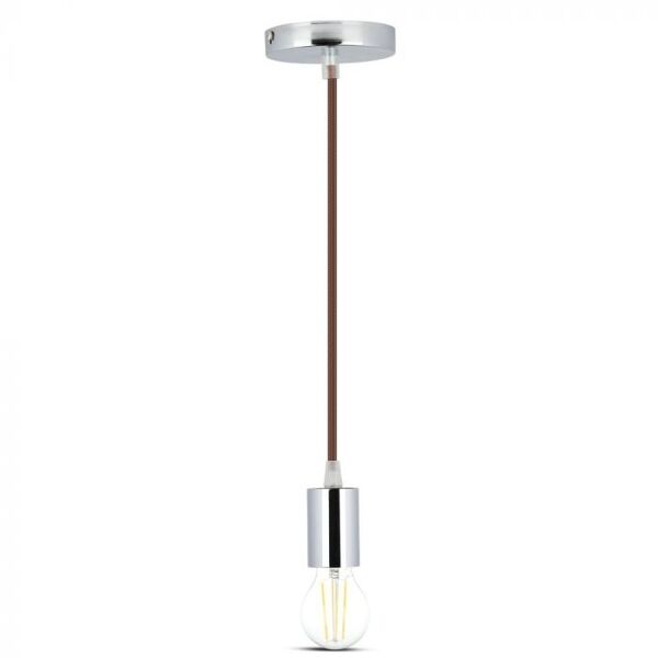 v-tac vt-7338 lampadario a sospensione 1mt e27 in metallo con cavo colorato marrone Ф39mm ip20 - sku 3784