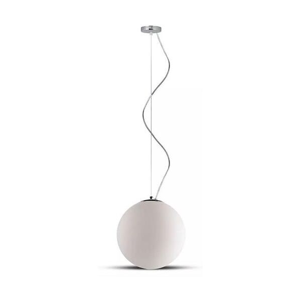 v-tac vt-7251 lampadario a sospensione 1mt e27 in vetro acrilico opaco con finiture cromo forma sferica Ф250mm - sku 3839