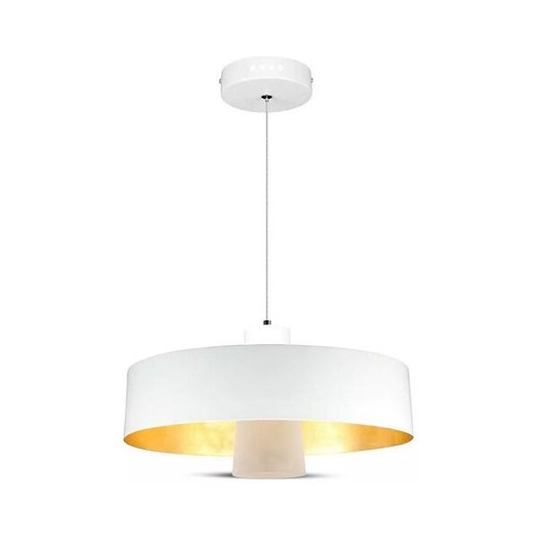 v-tac vt-7666 lampadario moderno pendente 1mt diffusore acrilico e piastra led smd 7w 4000k 120° 400lm corpo metallo bianco Ø340mm - sku 3933