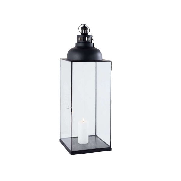 milani home lanterna in vetro e metallo di design moderno stile minimalista portacandela, c antracite 29 x 89 x 29 cm