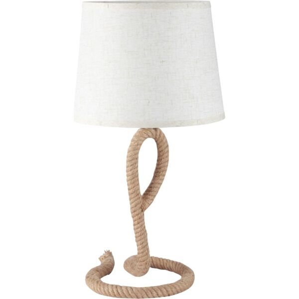 dechome 340v90 lampada da tavolo stile marinaro in corda e tessuto attacco e27 abat jour per casa e ufficio Ø30x56cm beige/bianco