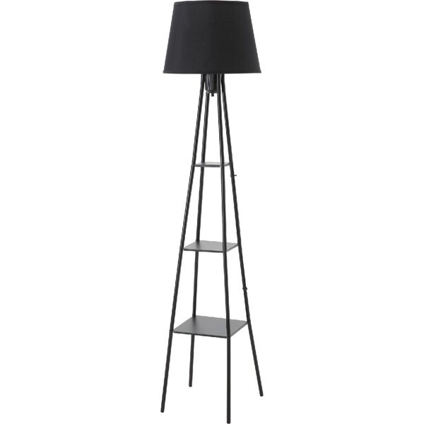 dechome 357bk lampada da terra di design con 3 mensole e interruttore a pedale attacco e27 e struttura in metallo 35x35x173cm nero