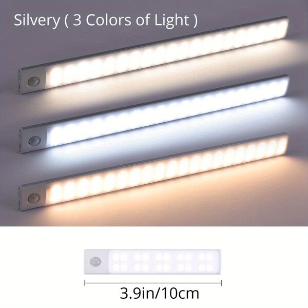 dechome uq02617_10 luce led per armadio attacco magnetico ricaricabile 10 cm colore argento - uq02617