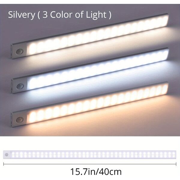 dechome uq02617_40 luce led per armadio attacco magnetico ricaricabile 40 cm colore argento - uq02617