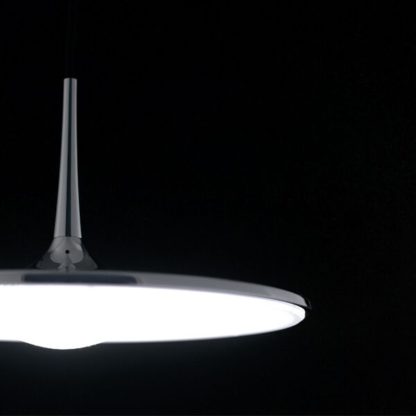 lampadario sospensione led ikon moderno colore cromo 36w dim 42,2 x 150 cm
