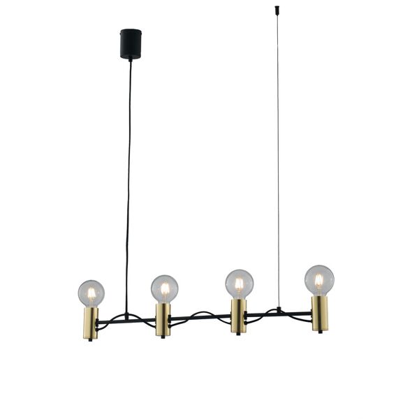 lampadario sospensione axon class colore nero oro 60w mis 89 x 7,5 x 120 cm