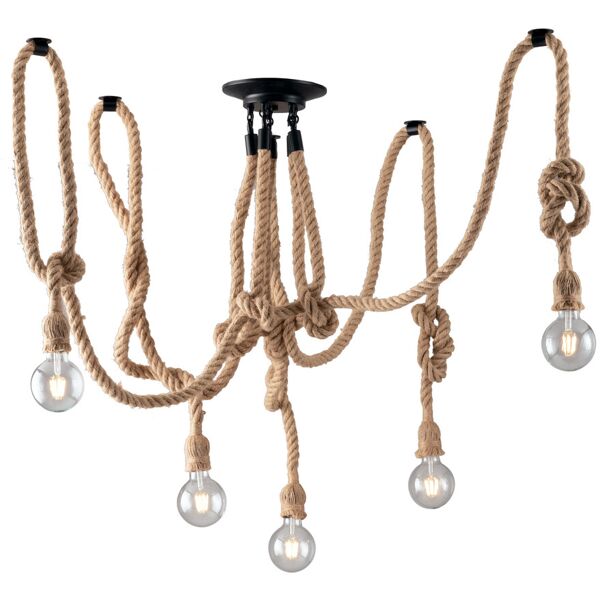 lampadario plafoniera rope industrial vintage in corda 40w mis 250 cm