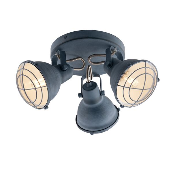 lampadario plafoniera cuba industrial vintage colore grigio pietra 25w mis 40,5 x 15 cm