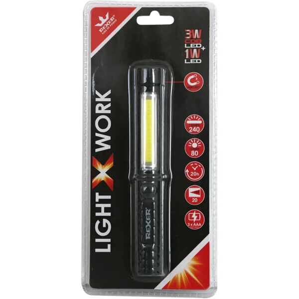 tecnomat penlight led rexer in plastica 3w+1w cob ip44 luminosita' 240 lumen dimensioni 2,3x2,3x16,5 cm